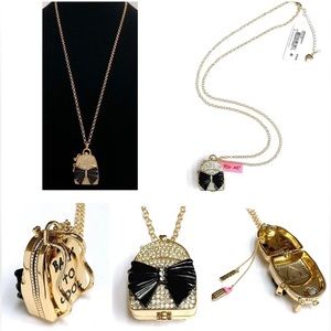 Betsey Johnson BACK TO COOL BACKPACK LONG PENDANT CRYSTAL Necklace